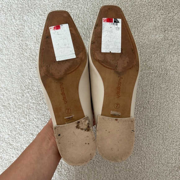 Autograph Marks & Spencer UK stone leather loafer low heel mules - Picture 7 of 8
